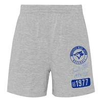 Toddler Powder Blue/Heather Gray Toronto Blue Jays Groundout Baller Raglan - T-Shirt & Shorts Set