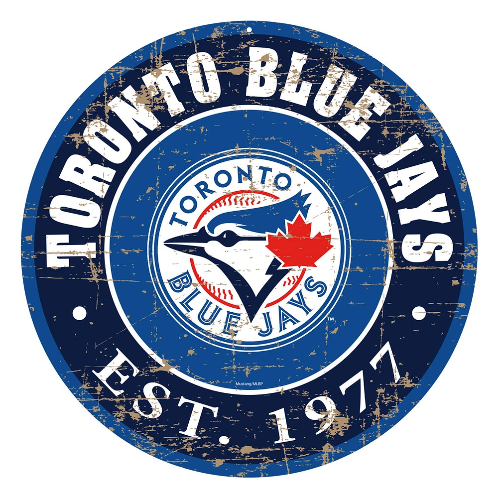 Toronto Blue Jays - 22'' Round PVC Distressed Logo Wall Sign