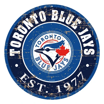 Toronto Blue Jays - 22'' Round PVC Distressed Logo Wall Sign