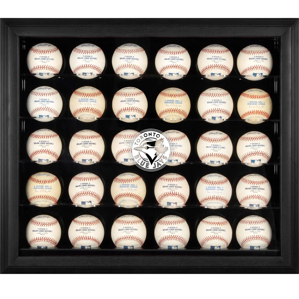 Vitrine de présentation encadrée noire pour 30 boules avec logo des Blue Jays de Toronto
