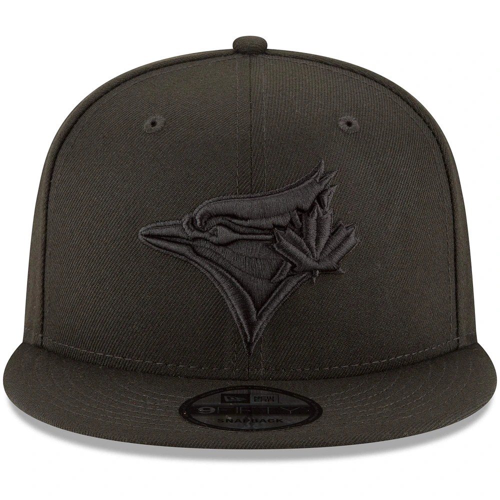 Toronto Blue Jays New Era Black on Black 9FIFTY Team Snapback Adjustable Hat - Black