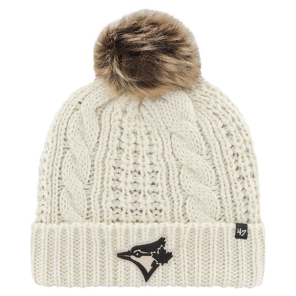 Women's '47 White Toronto Blue Jays Meeko Cuffed Knit Hat with Pom