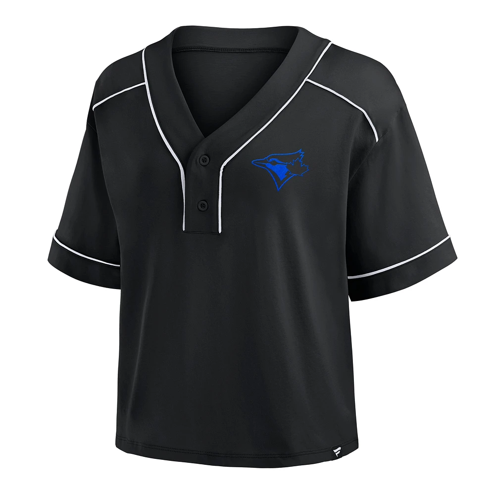 Women's Fanatics Black Toronto Blue Jays Cropped V-Neck Fashion Jersey