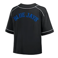 Women's Fanatics Black Toronto Blue Jays Cropped V-Neck Fashion Jersey