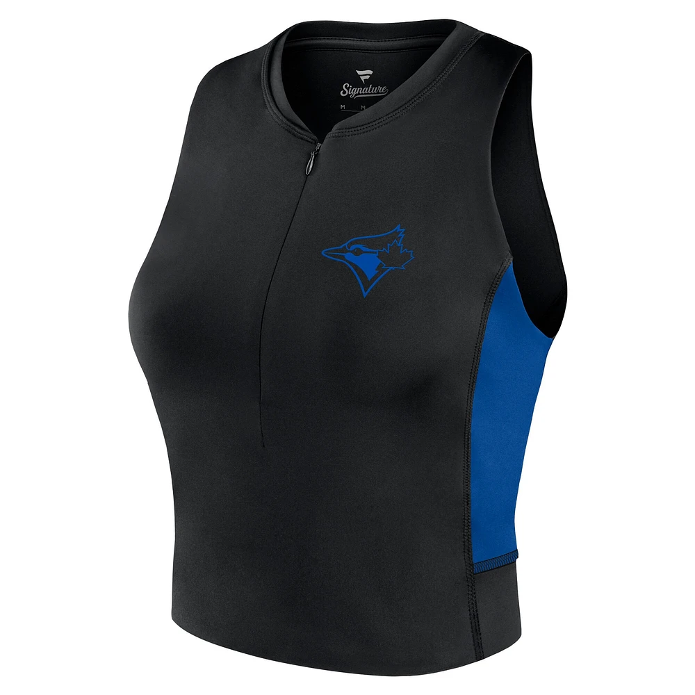Women's Fanatics Black Toronto Blue Jays Studio Fitted Gym Tank Top