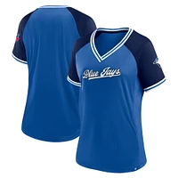Women's Fanatics Royal Toronto Blue Jays Glitz & Glam League Diva Raglan V-Neck T-Shirt