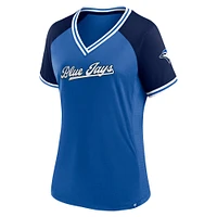 Women's Fanatics Royal Toronto Blue Jays Glitz & Glam League Diva Raglan V-Neck T-Shirt