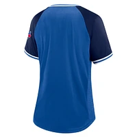 Women's Fanatics Royal Toronto Blue Jays Glitz & Glam League Diva Raglan V-Neck T-Shirt