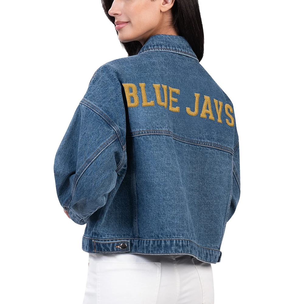 Veste en jean boutonnée surdimensionnée G-III 4Her par Carl Banks pour femmes des Blue Jays de Toronto Victory