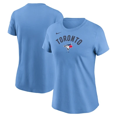 T-shirt Nike bleu poudre Toronto Blue Jays avec nom d'équipe arqué pour femme
