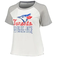 Women's Soft as a Grape White Toronto Blue Jays Plus Baseball Raglan T-Shirt