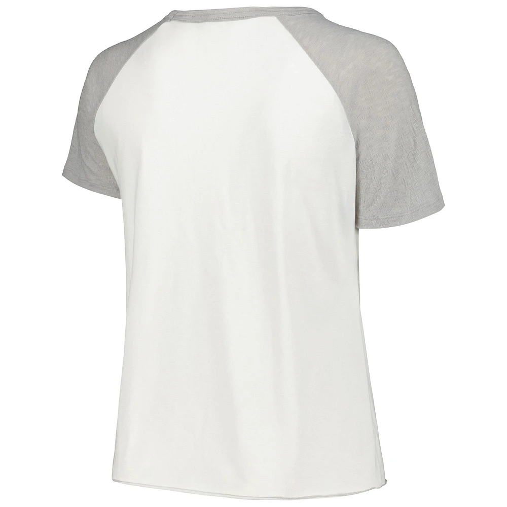 Women's Soft as a Grape White Toronto Blue Jays Plus Baseball Raglan T-Shirt
