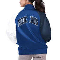 Veste universitaire à bouton-pression complète Starter Royal Toronto Blue Jays High Post Raglan pour femmes
