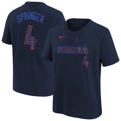T-shirt Nike George Springer bleu marine pour jeune, avec nom et numéro Fuse City Connect des Blue Jays de Toronto