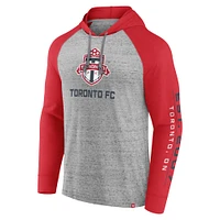 Sweat à capuche Fanatics pour hommes, gris chiné/rouge, Toronto FC Deflection Raglan