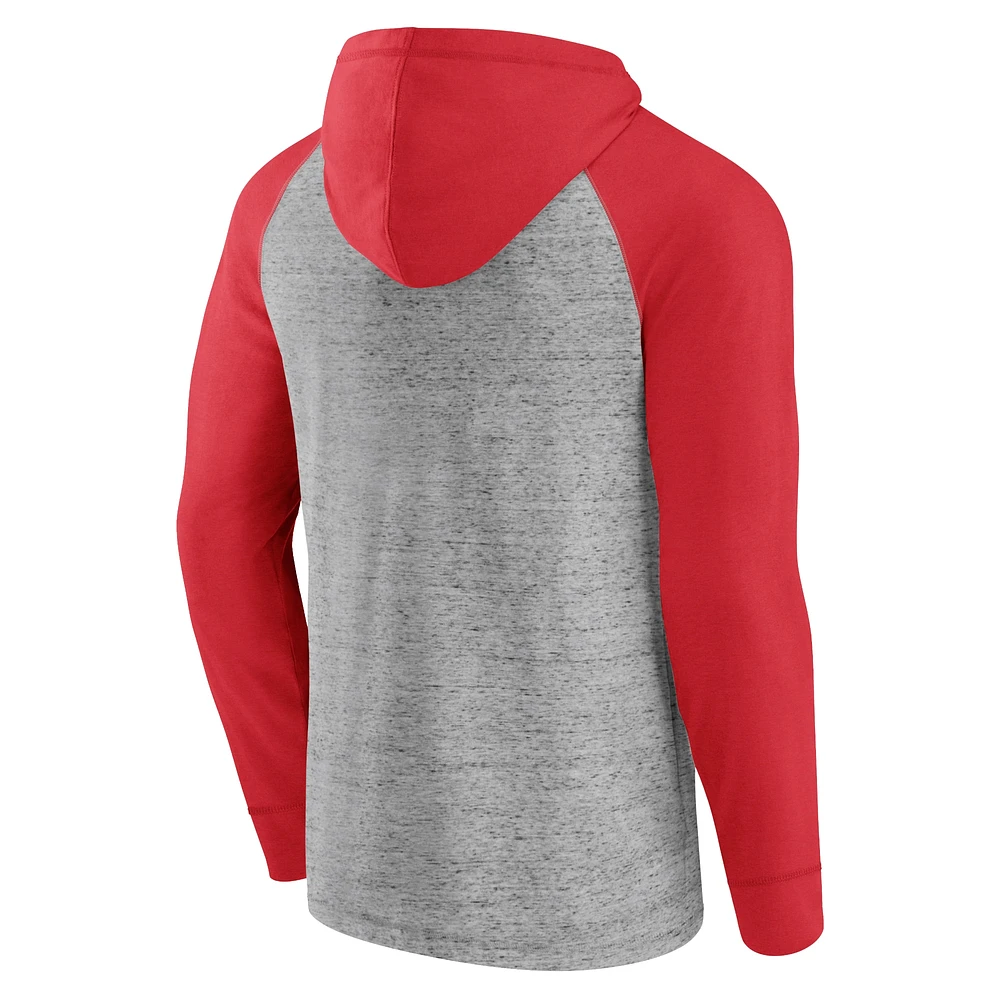 Sweat à capuche Fanatics pour hommes, gris chiné/rouge, Toronto FC Deflection Raglan