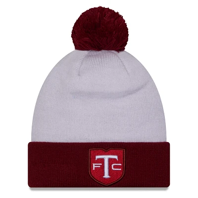 Bonnet en tricot à revers et crochet en jersey New Era blanc pour hommes du Toronto FC avec pompon