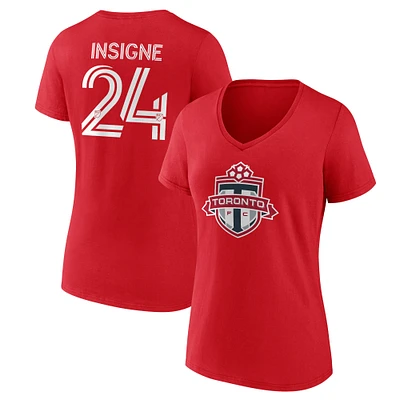 Women's Fanatics Lorenzo Insigne Red Toronto FC Authentic Stack Name & Number - V-Neck T-Shirt