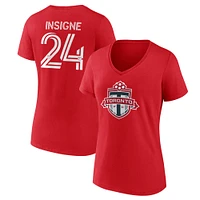 Women's Fanatics Lorenzo Insigne Red Toronto FC Authentic Stack Name & Number - V-Neck T-Shirt