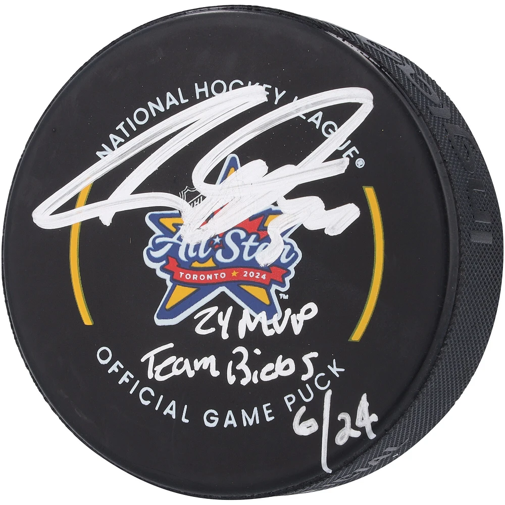 Auston Matthews Toronto Maple Leafs Autographed 2024 NHL All-Star Game Official Game Puck with Multiple Inscriptions - Limited Edition of 24