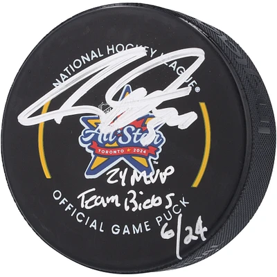 Auston Matthews Toronto Maple Leafs Autographed 2024 NHL All-Star Game Official Game Puck with Multiple Inscriptions - Limited Edition of 24