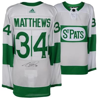 Maillot Adidas authentique dédicacé par Auston Matthews des Maple Leafs de Toronto des Toronto St. Pats