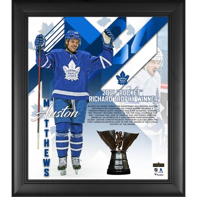 Auston Matthews Toronto Maple Leafs non signé encadré 15 "x 17" 2021 Rocket Richard Trophy Gagnant - Collage