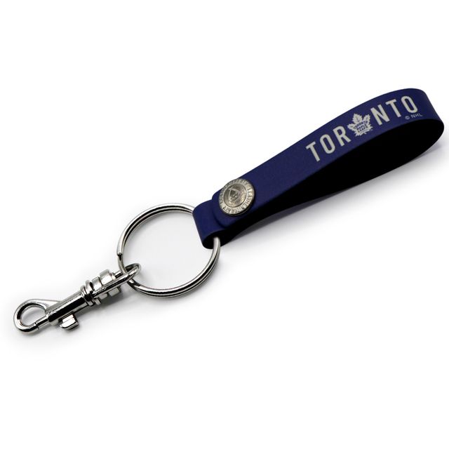Porte-clés à boucle en cuir personnalisé des Maple Leafs de Toronto bleus