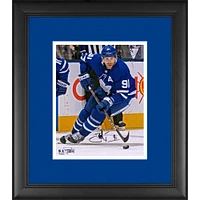 John Tavares Toronto Maple Leafs Framed Autographed 8" x 10" Blue Jersey Skating with Puck Photograph