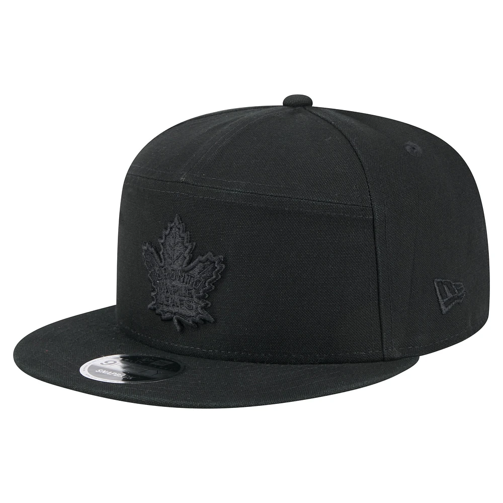 Men's New Era Black Toronto Maple Leafs Canvas 9FIFTY Snapback Hat