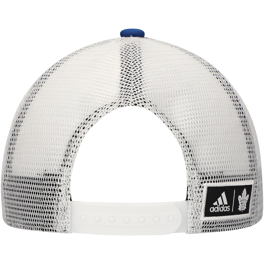 Men's adidas Blue/White Toronto Maple Leafs Team Plate Trucker Snapback Hat