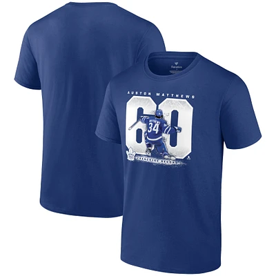 T-shirt bleu avec record de buts des Maple Leafs Toronto marque fanatiques pour hommes Auston Matthews