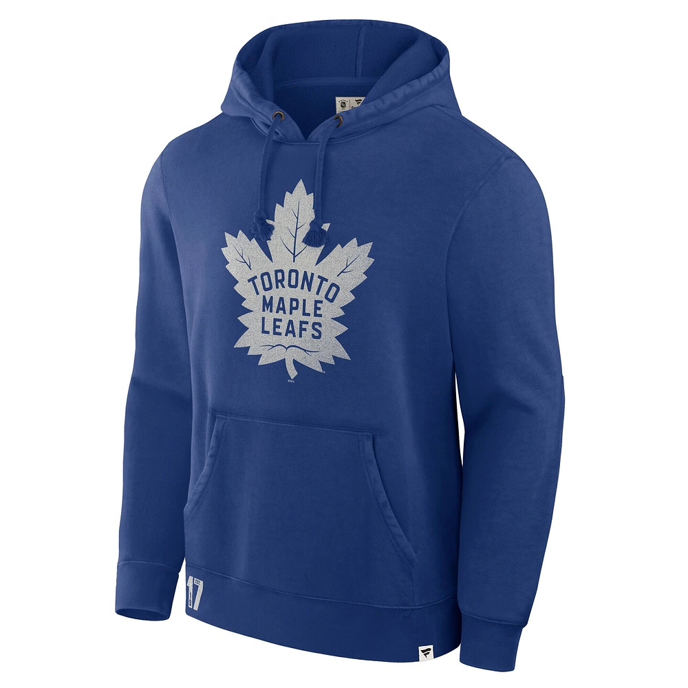 Men's Fanatics Blue Toronto Maple Leafs Decades Collection Tradition Fleece Pullover Hoodie