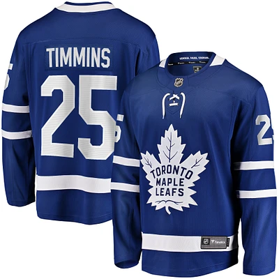 Maillot de joueur échappé Premier Breakaway des Fanatics pour hommes Conor Timmins bleu Maple Leafs Toronto
