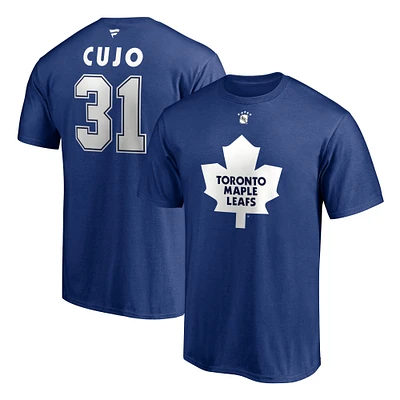 Hommes fanatiques de marque Curtis Joseph Blue Toronto Maple Leafs Authentic Stack Nom et numéro du joueur retraité - T-shirt