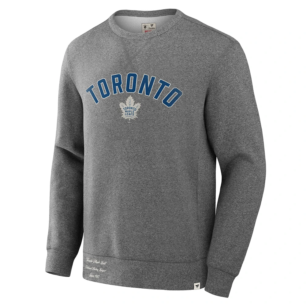 Sweat-shirt en molleton légendaire Fanatics Heather Grey pour homme, collection Decades des Maple Leafs de Toronto