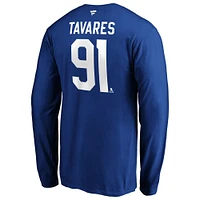 Men's Fanatics John Tavares Blue Toronto Maple Leafs Authentic Stack Name & Number - Long Sleeve T-Shirt