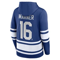 Men's Fanatics Mitch Marner Blue Toronto Maple Leafs Name & Number Lace-Up Pullover Hoodie