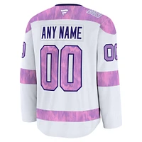 Men's Fanatics  White Toronto Maple Leafs 2024 Hockey Fights Cancer Custom Practice Jersey