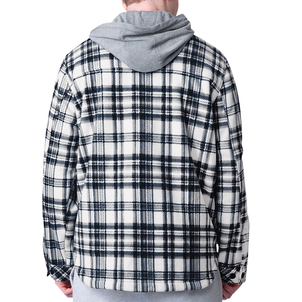 Men's G-III Sports by Carl Banks Navy Toronto Maple Leafs Pickoff Plaid Fleece Shirt Jacket Hoodie