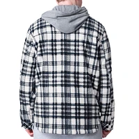 Men's G-III Sports by Carl Banks Navy Toronto Maple Leafs Pickoff Plaid Fleece Shirt Jacket Hoodie