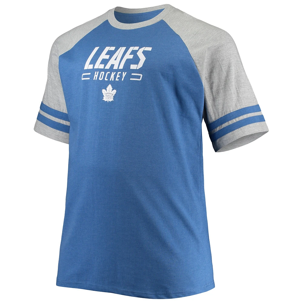 Men's Heathered Blue Toronto Maple Leafs Big & Tall Raglan T-Shirt