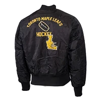 Men's Mitchell & Ness Black Toronto Maple Leafs Eye Of The Tiger Full-Zip Bomber Jacket
