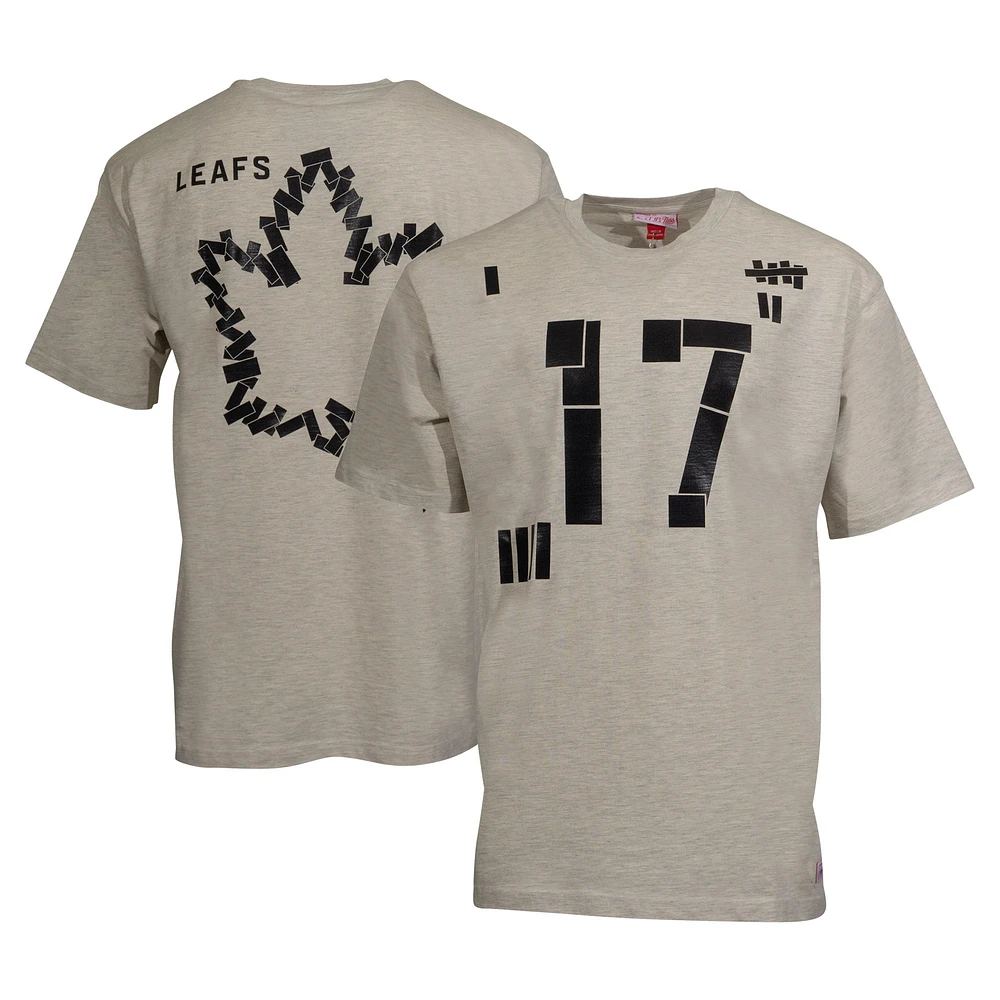 Men's Mitchell & Ness Cream Toronto Maple Leafs Black Tape T-Shirt