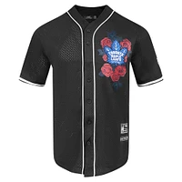 Men's Pro Standard Black Toronto Maple Leafs Roses Mesh Full-Button Baseball Shirt