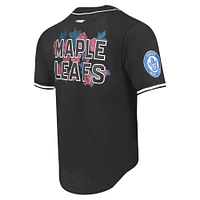 Men's Pro Standard Black Toronto Maple Leafs Roses Mesh Full-Button Baseball Shirt