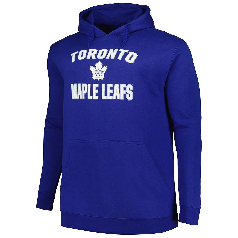 Men's Profile Blue Toronto Maple Leafs Big & Tall Arch Over Logo Pullover Hoodie