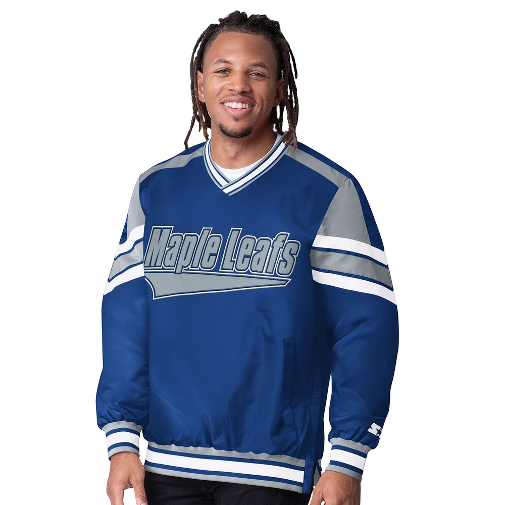 Men's Starter Blue Toronto Maple Leafs Reliver I V-Neck Pullover Jacket