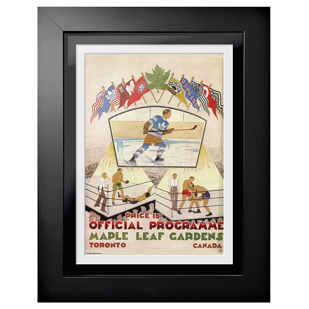 Maple Leafs de Toronto 1931 Maple Leaf Gardens - Couverture de programme encadrée 12'' x 16''