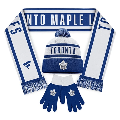Pack combo écharpe, gants et tricot unisexe Fanatics des Maple Leafs de Toronto